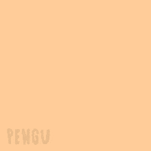 a blue and white penguin with a yellow beak is standing on an orange background