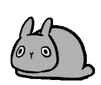 a cartoon drawing of a rabbit with a black outline