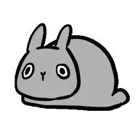 a cartoon drawing of a rabbit with a black outline