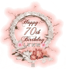 a happy 70th birthday lynn greeting card with flowers