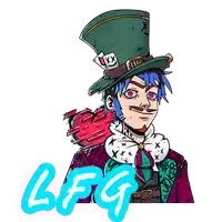a drawing of a mad hatter with the word lfg written below him