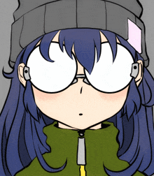 a cartoon of a girl wearing glasses and a beanie