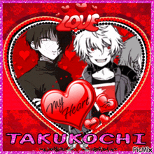 a valentine 's day card with two anime characters and the name takukochi