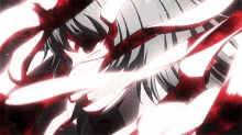 a close up of a person 's skeleton with blood coming out of it 's mouth .