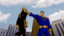 a cartoon of superman giving a fist bump