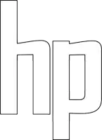 a black and white outline of a letter hp on a white background .