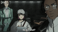 a cartoon character says he did what in front of a man and a woman