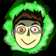 a cartoon drawing of a man 's face with big eyes