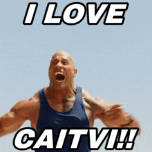 a man with his mouth open and the words " i love caitvi " on the bottom