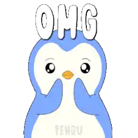 a cartoon penguin with the word omg written on its head