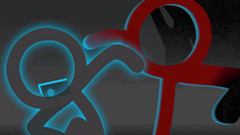 a red and black cartoon character with a heart in their eyes