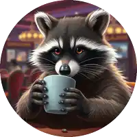 a raccoon is holding a white cup in its paws