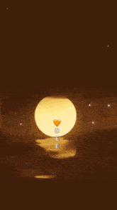 a good night greeting card with a heart and a candle in the water