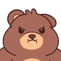 a cartoon drawing of a teddy bear with an angry expression