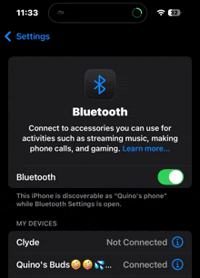 a screenshot of the bluetooth settings page on a phone