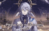 a man with horns is asking for help from the gods