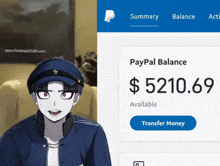 a paypal balance of $ 5210.69 is available for transfer