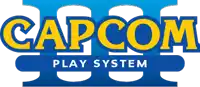 a logo for capcom play system in blue and yellow