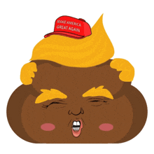 a cartoon drawing of a poop wearing a red make america great again hat