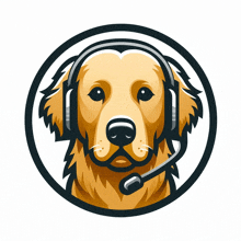 a golden retriever wearing a headset with a microphone