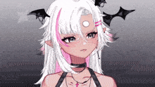 a drawing of a girl with bats on her head