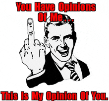 a man in a suit and tie giving the middle finger