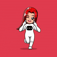 a cartoon illustration of a girl wearing glasses and a white outfit
