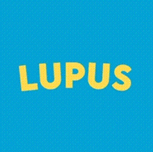 a blue background with the word lupus in yellow letters