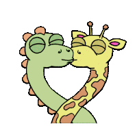 Giraffe Hugs Heart Eyes Sticker - Giraffe Hugs Heart Eyes Animation Stickers