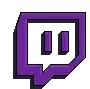 a pixel art of a purple twitch logo with a speech bubble .