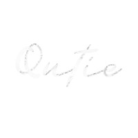the word cutie is written in silver glitter on a white background .