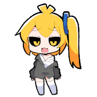 a cartoon drawing of a girl with yellow hair and yellow eyes