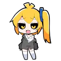 a cartoon drawing of a girl with yellow hair and yellow eyes