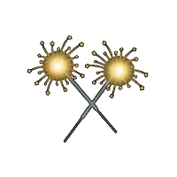 two crossed sparklers with stars on them on a white background