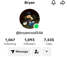 a screenshot of bryan 's facebook page with a picture of a man sitting on a couch