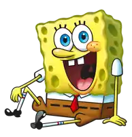 a cartoon character named spongebob is sitting on the floor