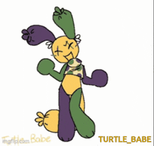 a cartoon drawing of a turtle with the name turtle_babe on it