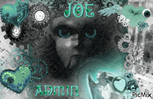 a collage of gears and hearts with the name joe admin