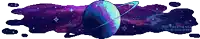 a pixel art of a planet with a purple background