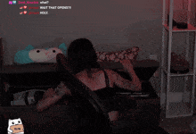 a woman laying on a couch with the words " me looking for a fuck to give " above her