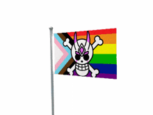a rainbow flag with a skull and crossbones