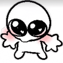 a pixel art drawing of a ghost with big eyes