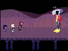 a group of cartoon characters standing next to each other in a video game