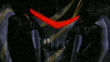 a close up of a person 's face with a red light coming out of it