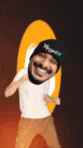 a man with a beard wearing a hat that says wizzord x