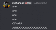 a screenshot of a person named mehanoid rizz