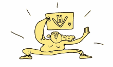 a cartoon drawing of a naked woman holding a sign that says hv