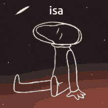 a drawing of a person laying on the ground with the word isa above them