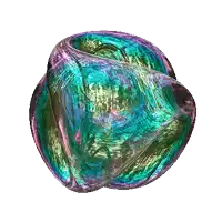 a purple and green object with a swirl on it