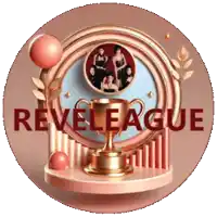 a logo for reveleague with a gold trophy in the center